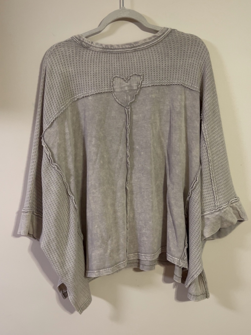 easel Light Gray Waffle & Knit Relaxed Top - Picture 3 of 4